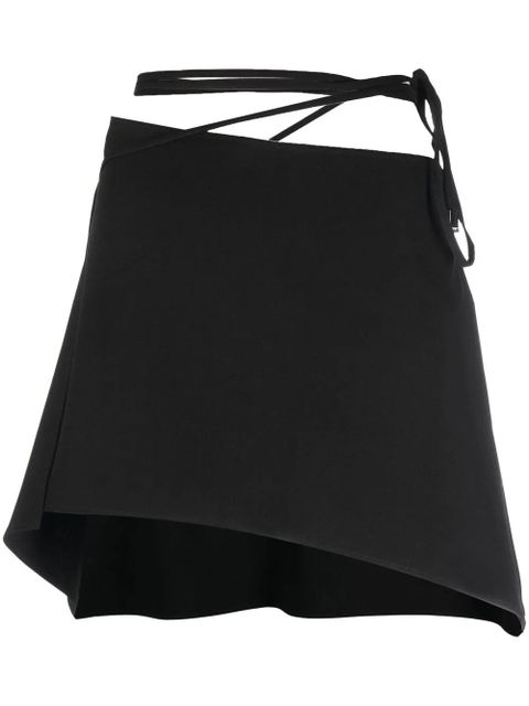 The Attico tied-waist asymmetric mini skirt - Black - zdjęcie produktu nr 1