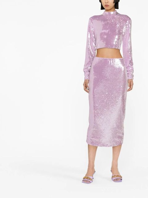 ROTATE BIRGER CHRISTENSEN sequin-embellished crop top - Purple - zdjęcie produktu nr 2