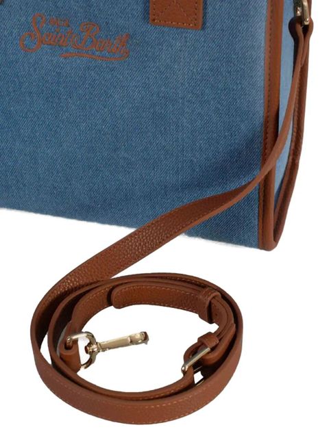 MC2 Saint Barth logo-embroidered leather-trim shoulder bag - Blue