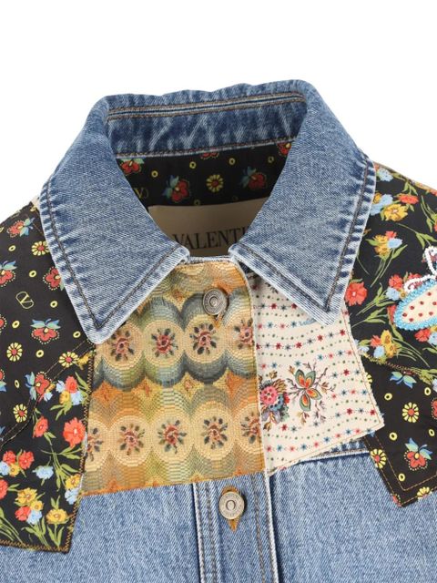 Valentino Garavani floral-patches denim jacket - Blue