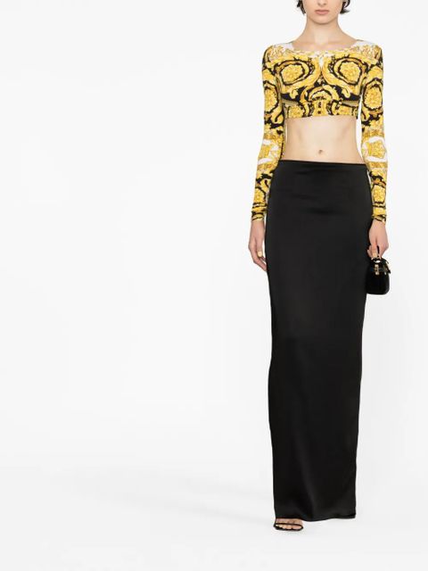 Versace Barocco-print crop top - White