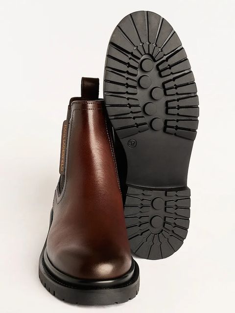 Karl Lagerfeld botki skórzane BINKY damskie kolor brązowy na płaskim obcasie KL47545