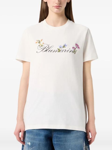 Blumarine floral-embroidered T-shirt - White