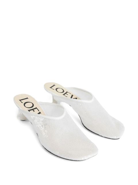 LOEWE 450mm sequin-embellished sculpted-heel mules - White - zdjęcie produktu nr 2