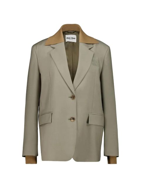 Miu Miu detachable-collar single-breasted blazer - Neutrals - zdjęcie produktu nr 1