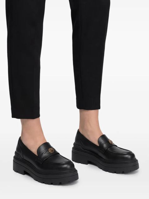 PINKO logo-plaque platform loafers - Black