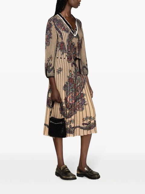 ETRO paisley-print virgin-wool midi dress - Neutrals