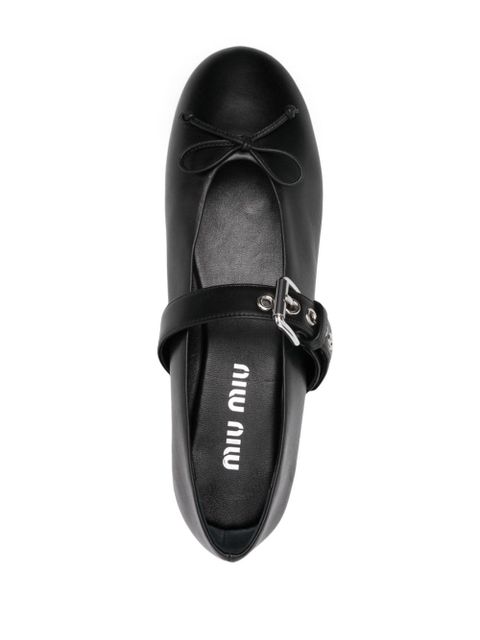 Miu Miu leather ballerina shoes - Black