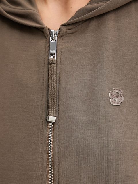 BOSS bluza damska kolor brązowy z kapturem gładka 50548731