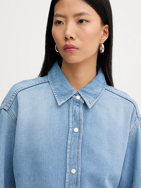 Marc O'Polo koszula damska kolor niebieski relaxed z kołnierzykiem klasycznym 5000007939