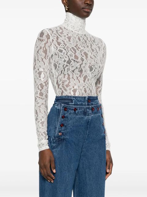 Valentino Garavani rebrodé lace bodysuit - White