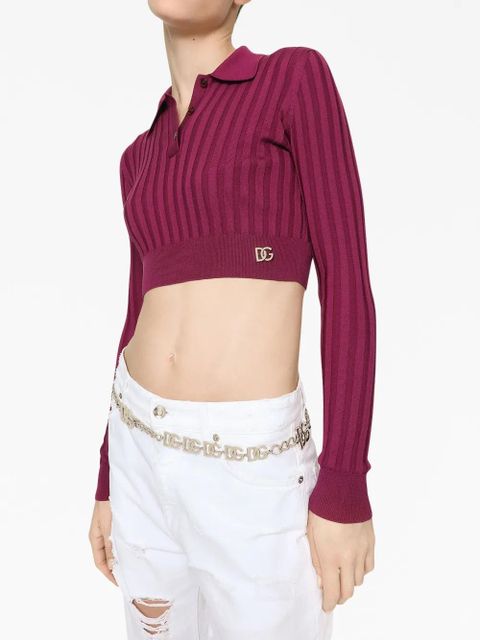 Dolce & Gabbana logo-plaque ribbed top - Pink