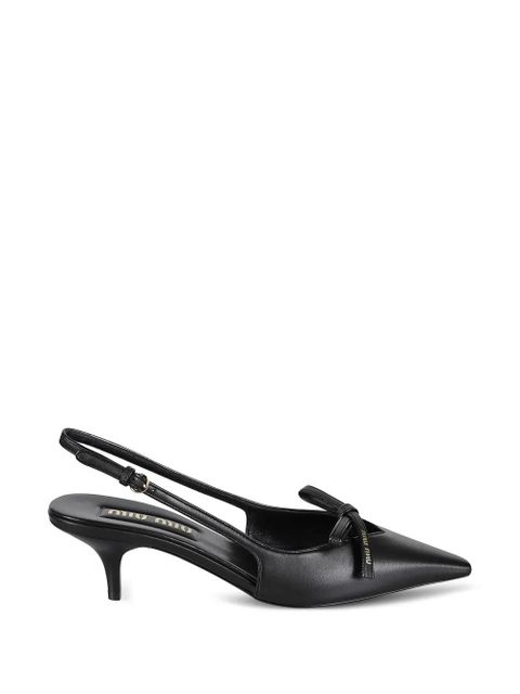 Miu Miu bow buckle leather slingback pumps - Black - zdjęcie produktu nr 1