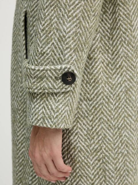 United Colors of Benetton płaszcz z dodatkiem wełny kolor zielony 2M9SDN08T