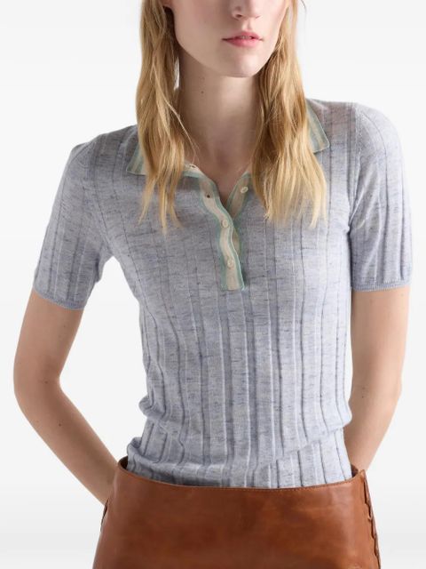 Prada cashmere, silk and linen polo sweater - Blue