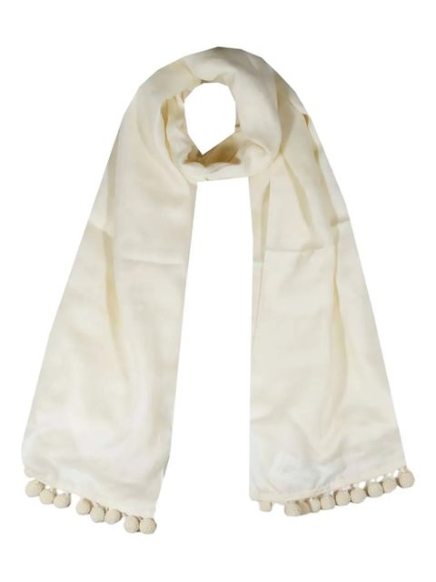 Max Mara pompom-trim scarf - White - zdjęcie produktu nr 1