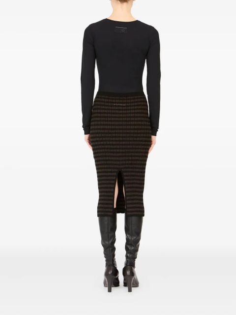 MM6 Maison Margiela ribbed striped midi skirt - Brown - zdjęcie produktu nr 2