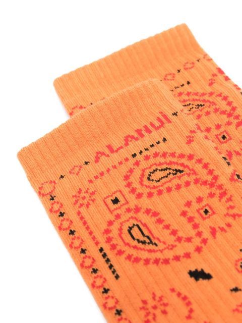 Alanui Bandana logo-embroidered ribbed-knit socks - Orange - zdjęcie produktu nr 2
