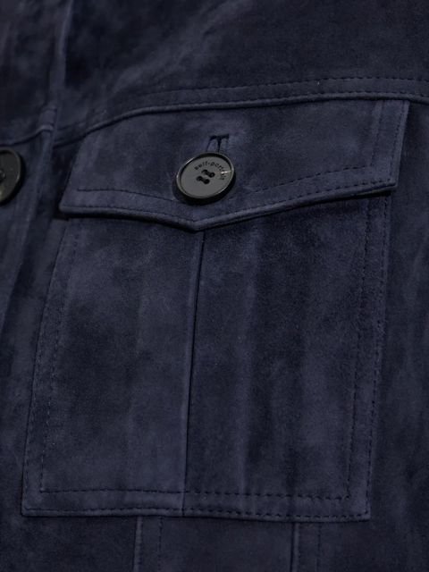 Self-Portrait flap-pocket suede jacket - Blue - zdjęcie produktu nr 2