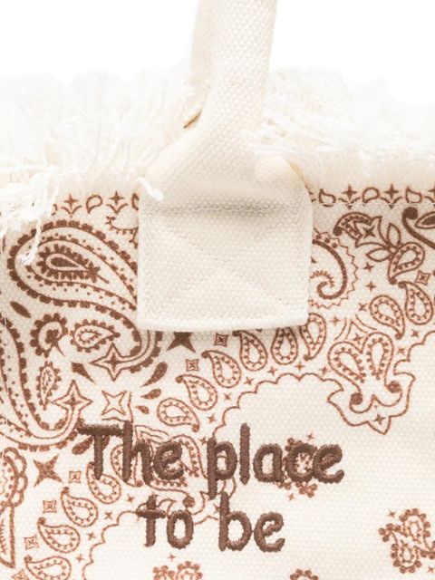 MC2 Saint Barth Vanity paisley-print frayed tote bag - Neutrals