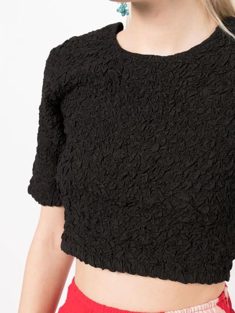 GANNI shortsleeved cotton crop top - Black