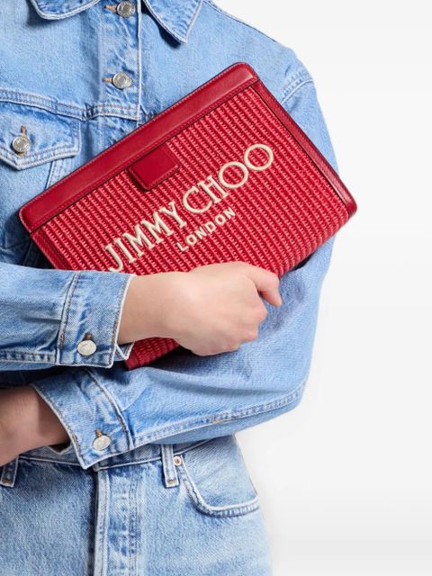 Jimmy Choo Avenue London raffia clutch bag - Red - zdjęcie produktu nr 2