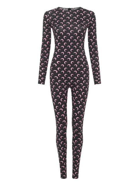 Marine Serre Moon-print jersey jumpsuit - Black - zdjęcie produktu nr 1