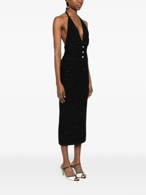 Alessandra Rich buttoned V-neck midi dress - Black - zdjęcie produktu nr 2