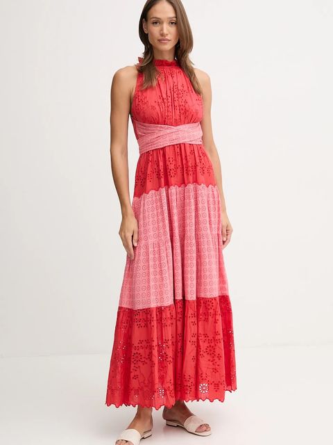 Pedro del Hierro sukienka bawełniana kolor czerwony maxi rozkloszowana 3819838 - zdjęcie produktu nr 1