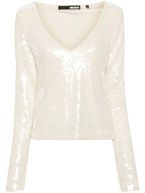 ROTATE BIRGER CHRISTENSEN V-neck top - Neutrals - zdjęcie produktu nr 1