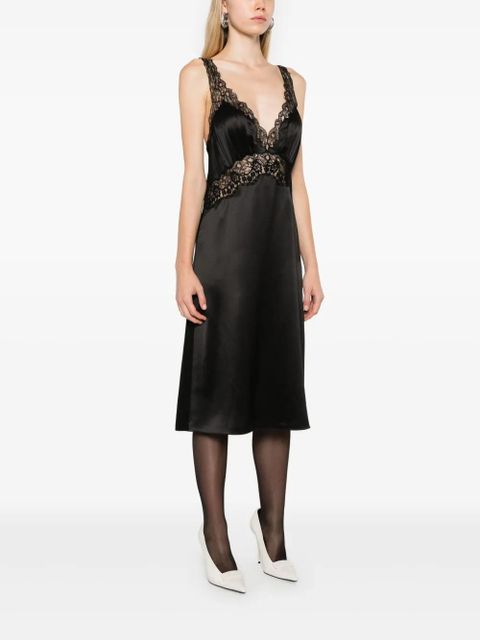 Saint Laurent lace-panel midi dress - Black