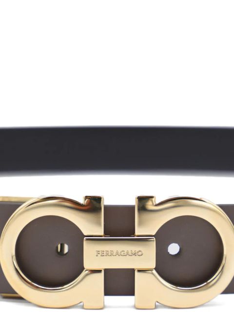 Ferragamo Gancini buckle leather belt - CONCRETE/NERO