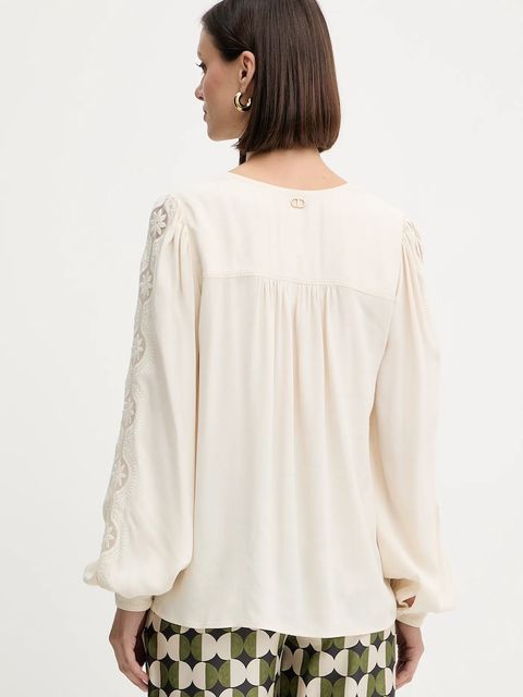 Twinset bluzka damska kolor beżowy z aplikacją 252TP2151 - zdjęcie produktu nr 2