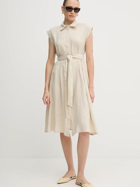 United Colors of Benetton sukienka lniana - zdjęcie produktu nr 2