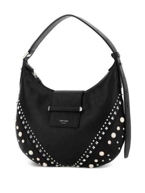 Jimmy Choo small Bar Hobo pearl-embellished leather shoulder bag - Black - zdjęcie produktu nr 2