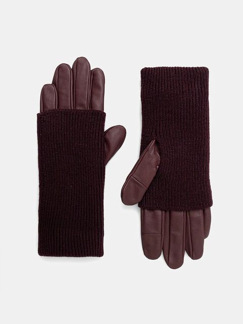 Medicine rękawiczki skórzane damskie kolor bordowy - zdjęcie produktu nr 1