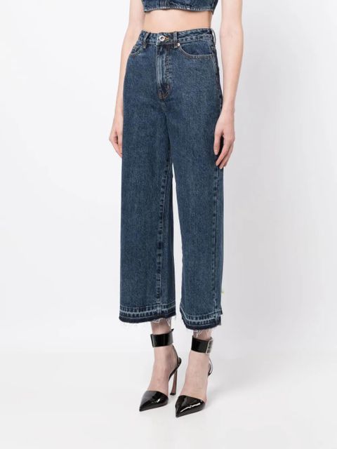 Self-Portrait high-waist wide-leg jeans - Blue