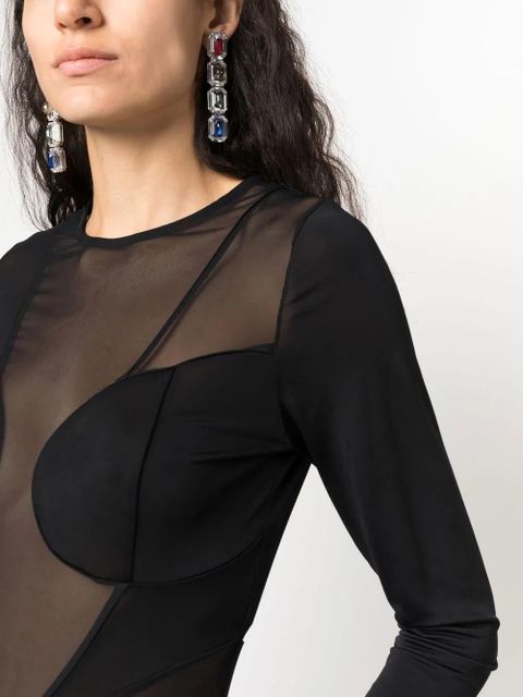 Balmain semi-sheer panelled top - Black