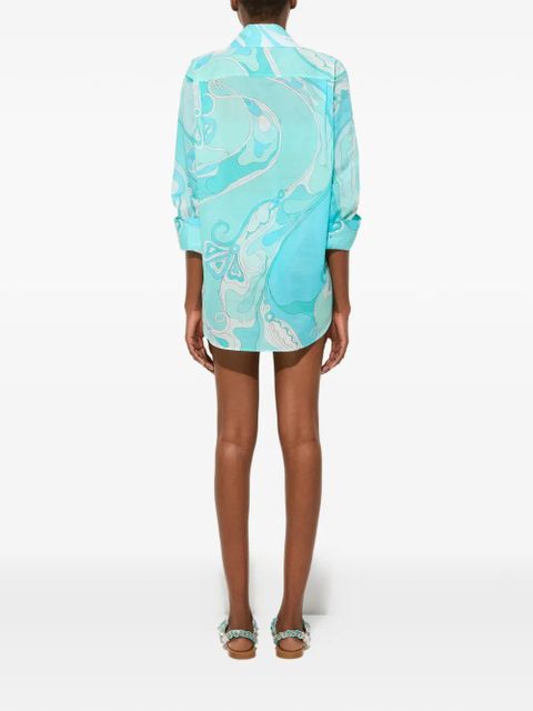PUCCI Orchidee-print cotton shirt - Blue