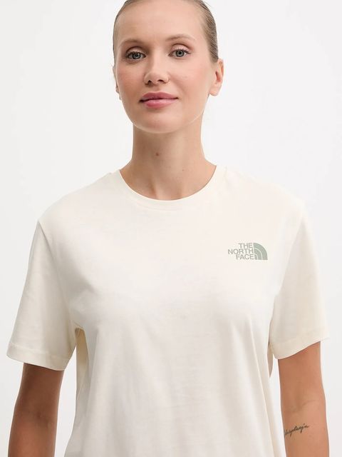 The North Face t-shirt bawełniany damski kolor beżowy NF0A87NKEBE1