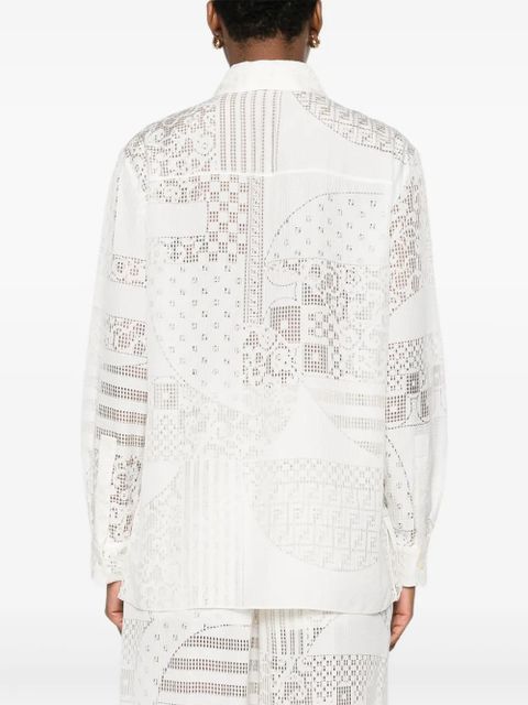 FENDI lace-panel shirt - White