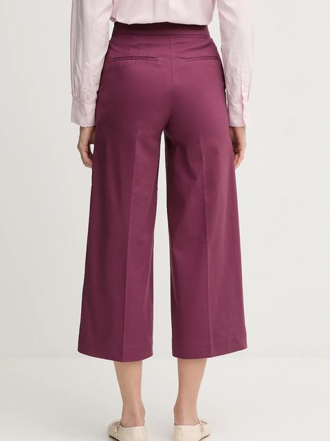 United Colors of Benetton spodnie damskie kolor fioletowy szerokie high waist 4SJCDF09W