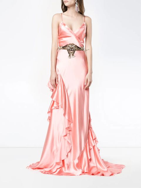 Gucci ruffle slip gown - Pink