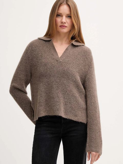 Mos Mosh sweter z dodatkiem wełny THORA damski kolor brązowy 173070 - zdjęcie produktu nr 1