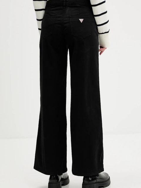 Guess Jeans spodnie damskie kolor czarny szerokie high waist W5GB40 WGB51