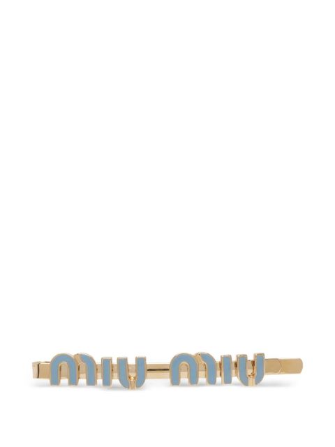 Miu Miu logo-plaque hair clip - Gold - zdjęcie produktu nr 1