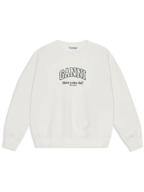 GANNI logo-print cotton sweatshirt - White - zdjęcie produktu nr 1