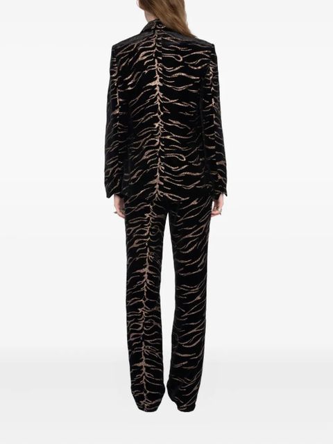 Zadig&Voltaire Vavy tiger-stripe velvet blazer - Black