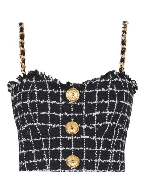 Balmain chain-strap tweed top - Black - zdjęcie produktu nr 1