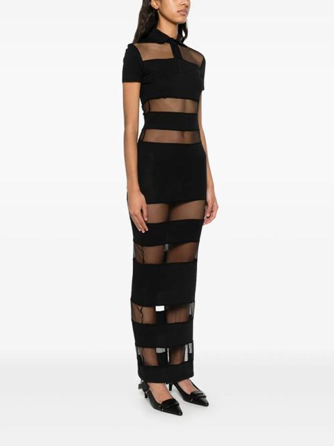 Coperni striped sheer polo dress - Black